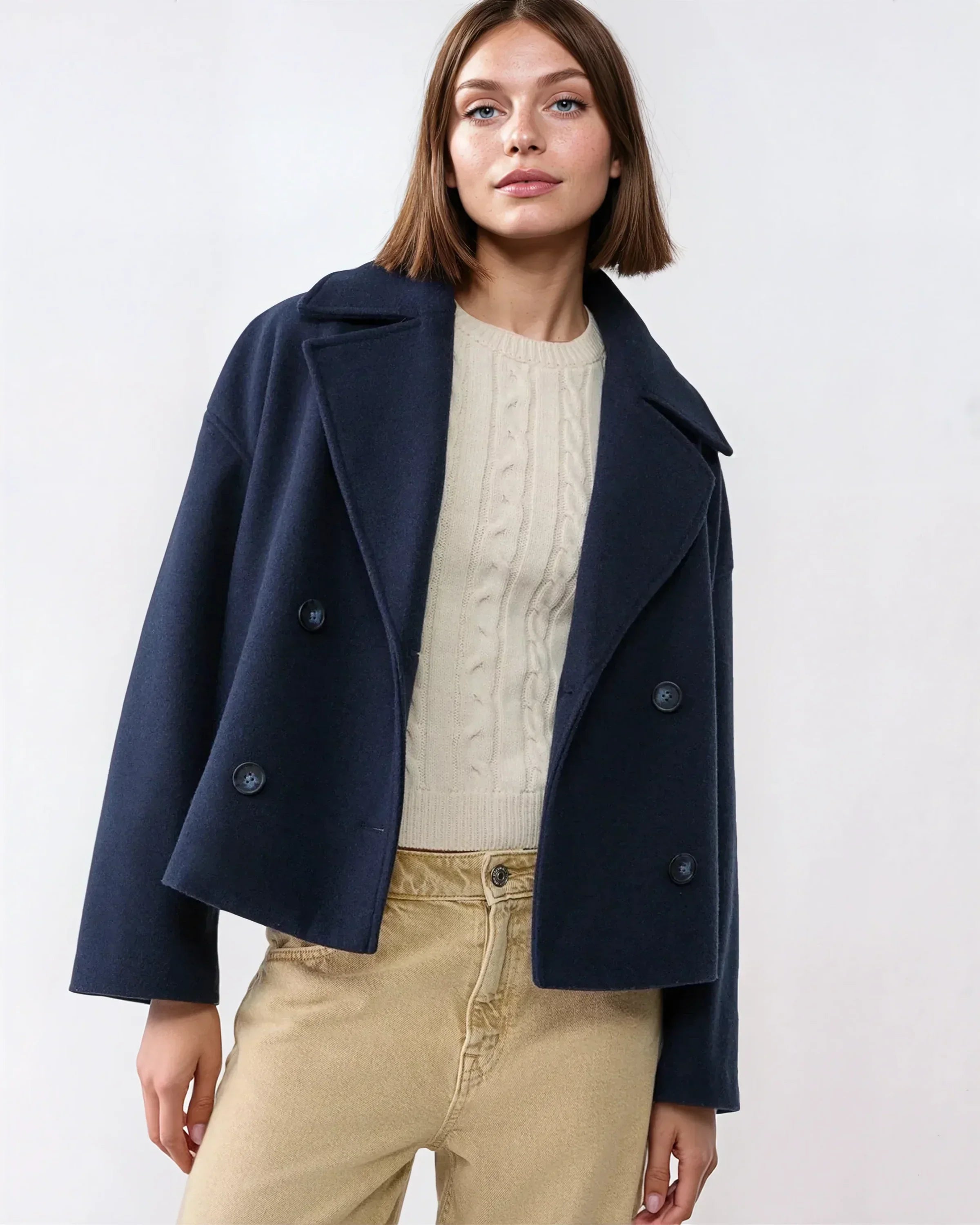 Vanessa Women's Jacket – Elegant & Warm Short Double-Breasted Wool Jacket for Winter