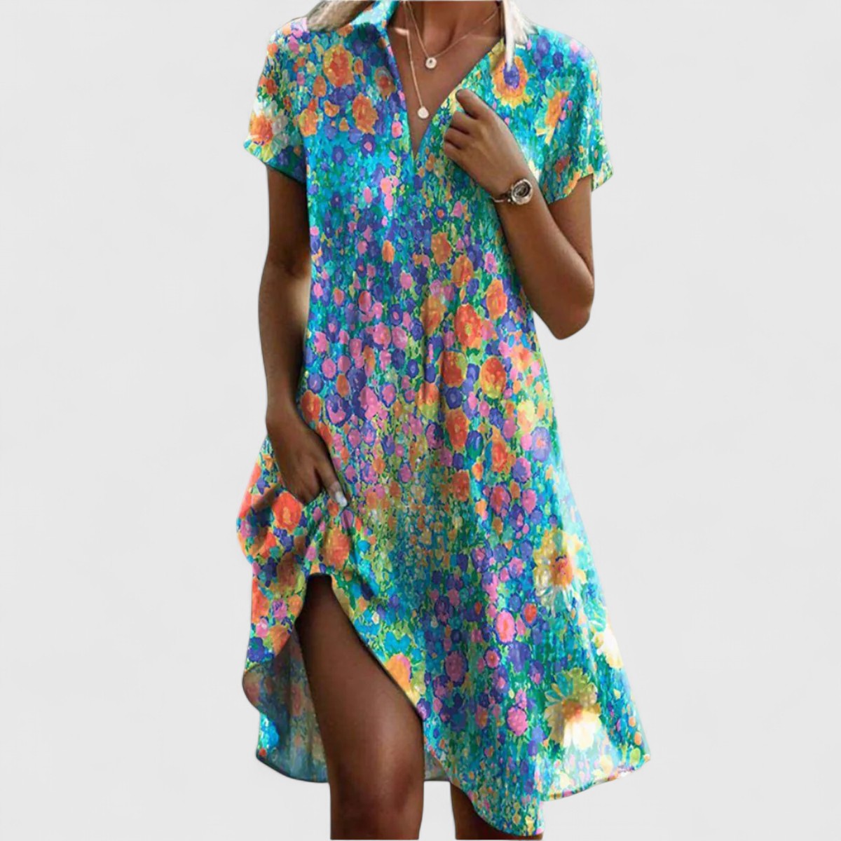 Short Sleeve Boho Dress – Flattering Silhouette & Soft Touch Fabric