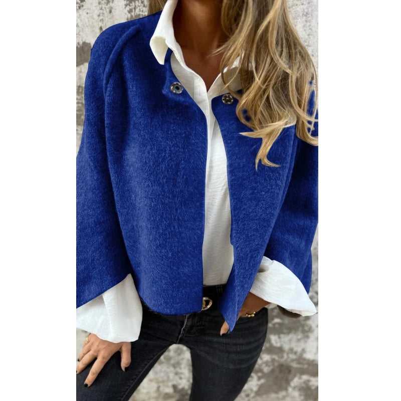 Isabella Manteau Femme – Short, Chic in Mixed Cashmere with Elegant Snap Buttons
