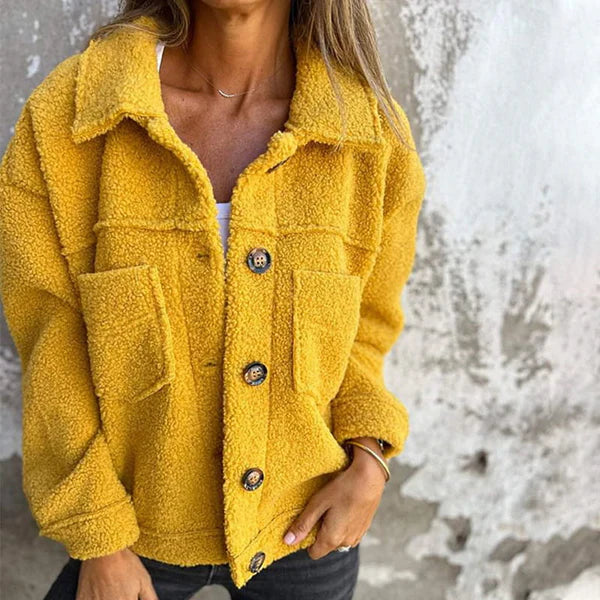 Scarlett Textured knit jacket for Women – Oversized fit with chest pockets and button closure