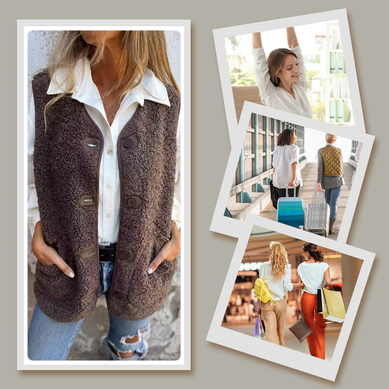 Julietta Women's Knit Vest – Sleeveless Buttoned Vest with Soft Fabric and Practical Pockets