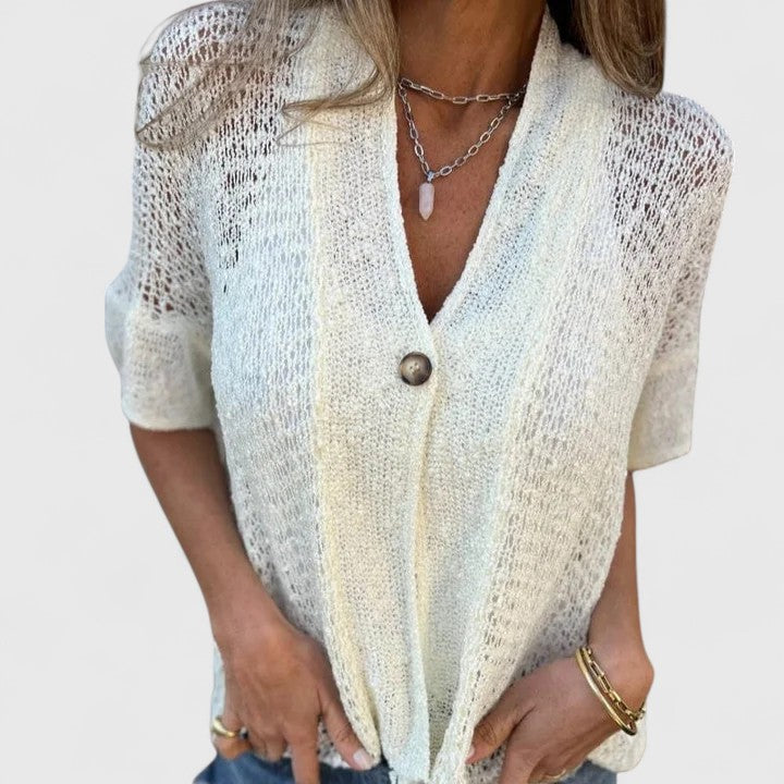 Open Knit Knit Elegant Knitted Shirt – Breathable Fabric & Lightweight Feel