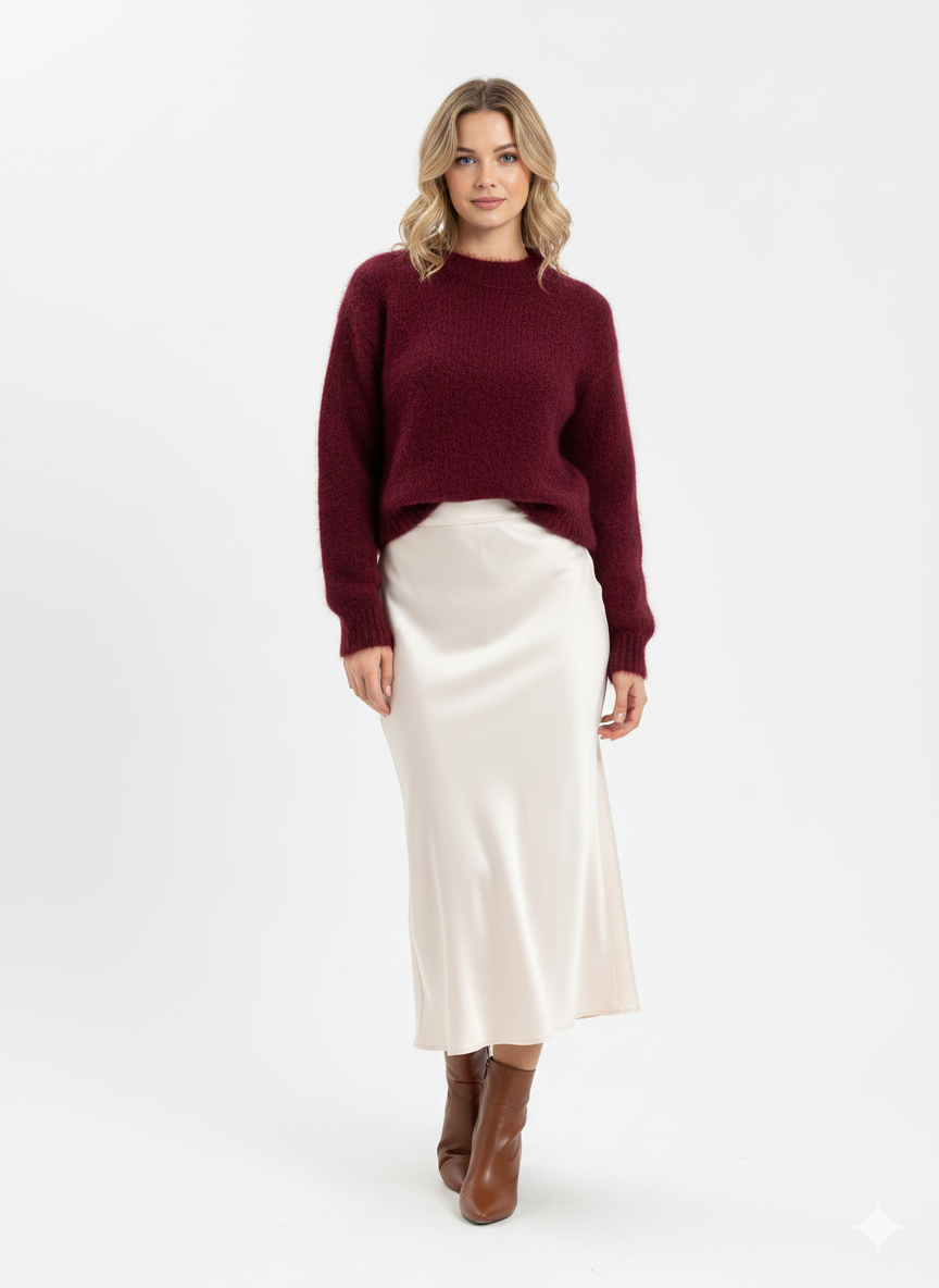 Elen Women's Mohair Luxury Pullover – Soft Brushed Knit with Relaxed Fit & Elegant Style