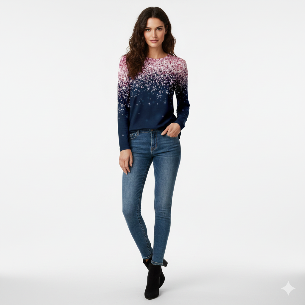 Desireey Women's Christmas Sweater with Shiny Stars – Casual Fit & Festive Style