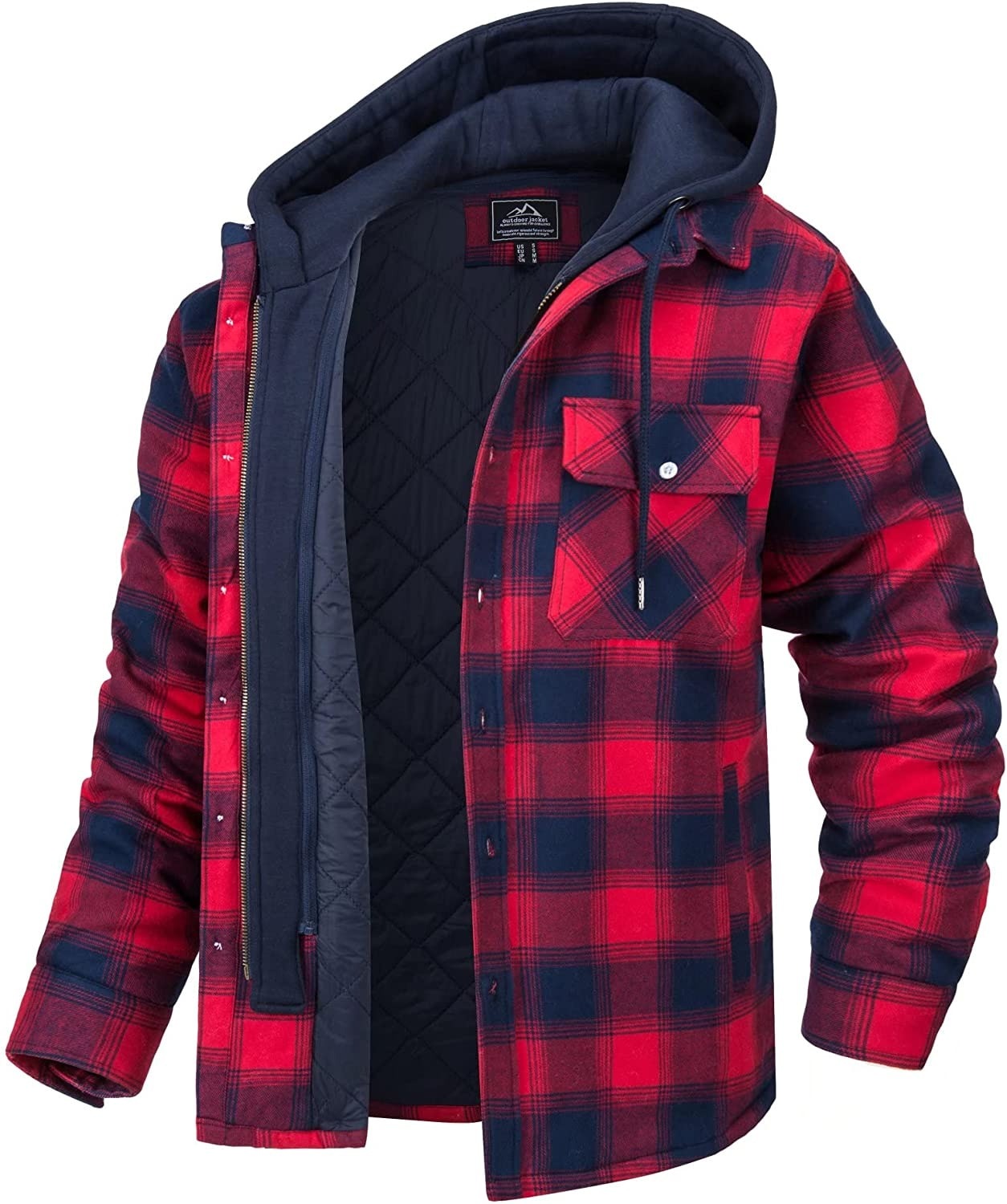 Jared Plaid Jacket Men – Warm Lining & Hood for a Trendy Spring Look