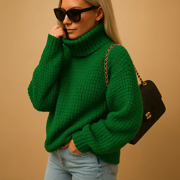 Hyacinth Turtleneck Sweater Woman – Thick Casual Knit & Chic Neutral Color