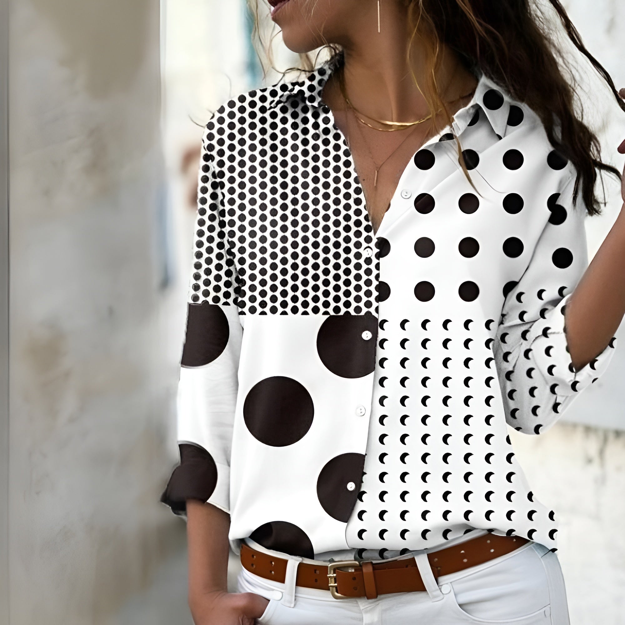 Norina Blouse Femme – Lightweight Blouse with Trendy Print, Loose Fit & Soft Fabric